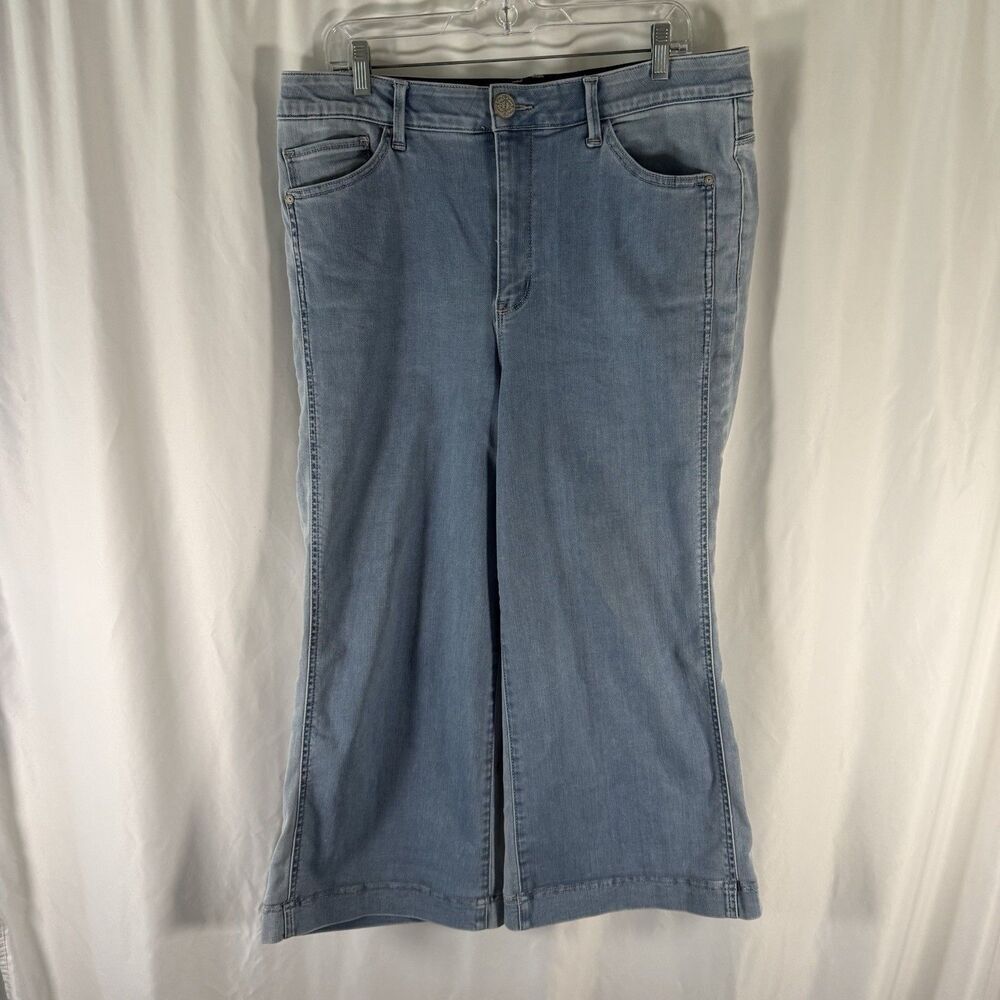 Democracy Ab Solution Pants Women's 16 Light Wash Blue Cropped Wide Leg